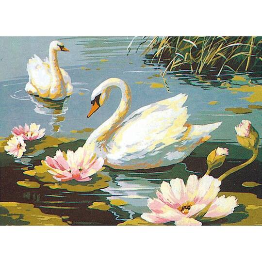 Seg De Paris The Swans Printed Tapestry Needlepoint Canvas